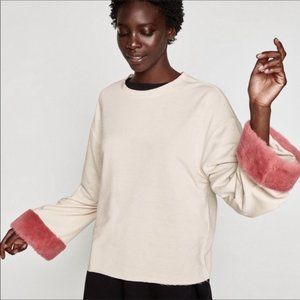 Zara Off-White Sweater with Rose Accents